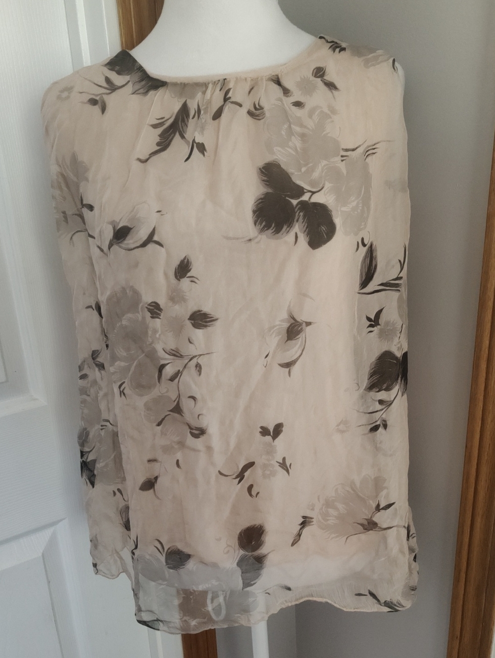 Vintage Dolce Regazza Floral 2 Layer Silk Blouse Size L Made In Italy